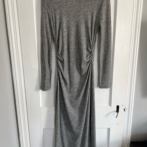 Zara Elegant Gray Long Sleeve Dress